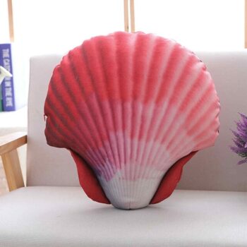 Coussin coquillage rouge en coton.