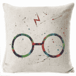 Housse de coussin en lin imprimé des lunettes et de la cicatrice d'Harry Potter