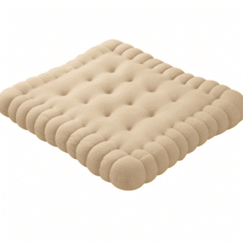 Très joli coussin de sol en forme de biscuit Lu, beige.