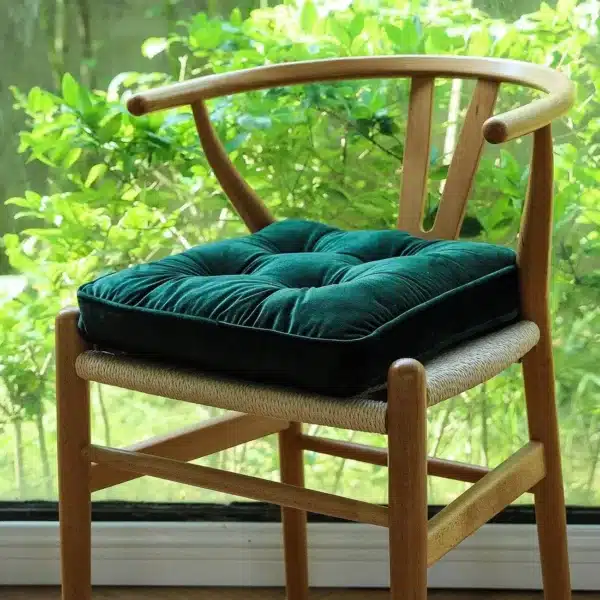 Coussin de chaise résistant en velours confortable Coussin resistant velour vert fonce 2