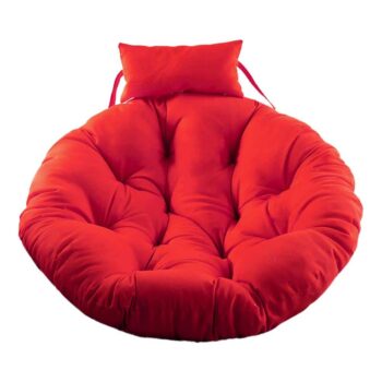 Coussin rond rouge pour balancelle avec un appuie tête