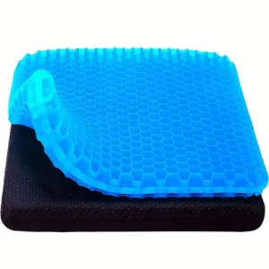 Coussin gel anti-escarre bleu fin avec une couverture noire