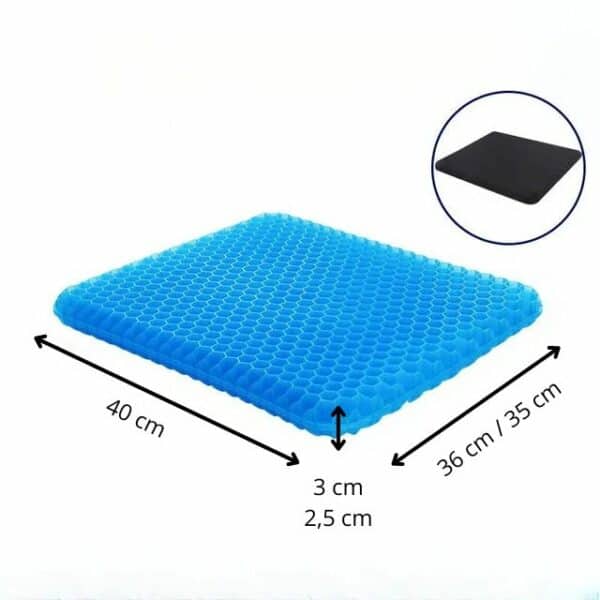 Coussin gel anti escarre bleu taille L ( 40 x 36 x 3 cm) et M ( 40 x 35 x 2,5 cm)
