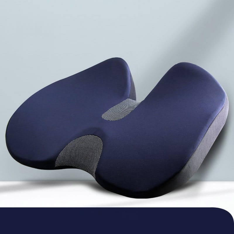 Coussin hémorroïdes confortable pour siège de couleur bleu marine et noir