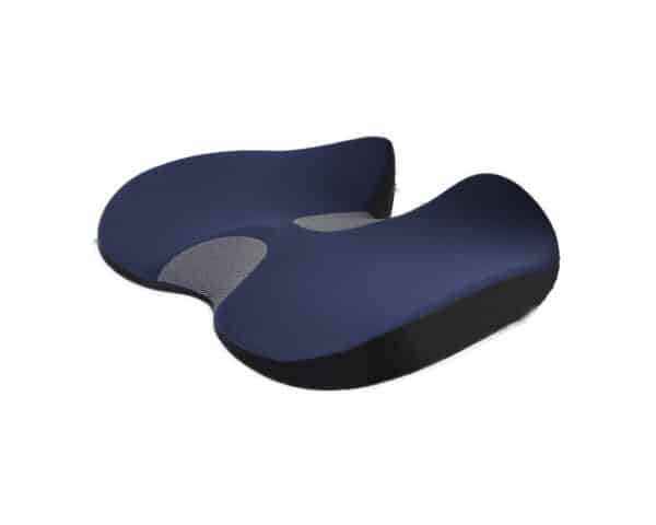 Coussin hémorroïdes confortable pour siège de couleur bleu marine et noir
