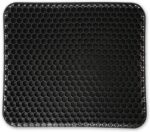 Coussin gel anti escarre noir et large posé sur sa housse de protection noire