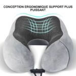 Coussin cervical pour le cou gris vu de face sur un fond blanc