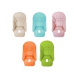 Cinq coussins de chaise en cuir (Peg Perego Prima Pappa Zero3) de plusieurs couleurs (beige, vert clair, rose, orange et vert pomme)